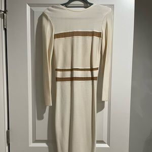 House of CB long sleeve ivory and mesh gown